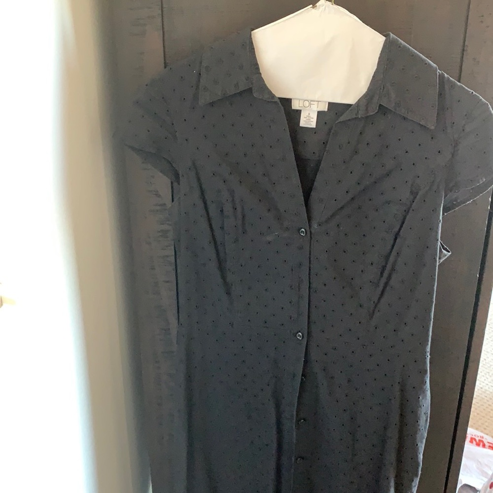 Loft eyelet black dress